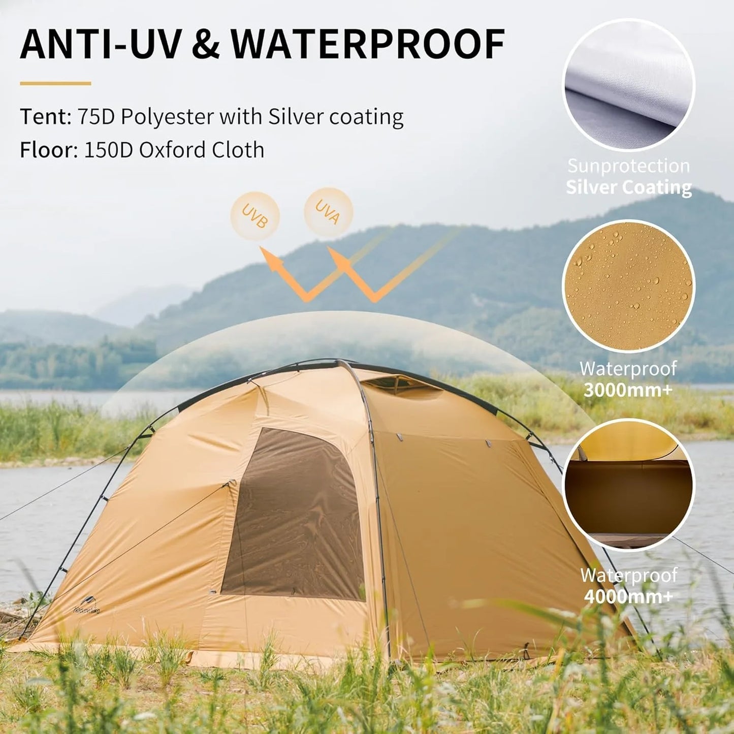 Camping Tent 4 Season for 2-4 Person Waterproof
