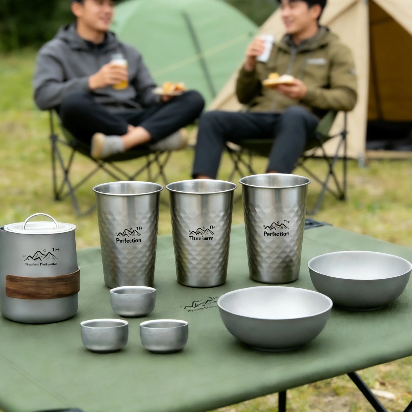 Outdoor Stainless Steel Cup Set Camping Cup 4/6/8PCS Camping