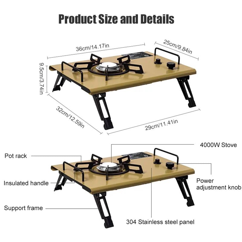 Gas Portable Outdoor 4000W High Power Stainless Steel Camping Table Stove