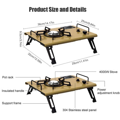 Gas Portable Outdoor 4000W High Power Stainless Steel Camping Table Stove