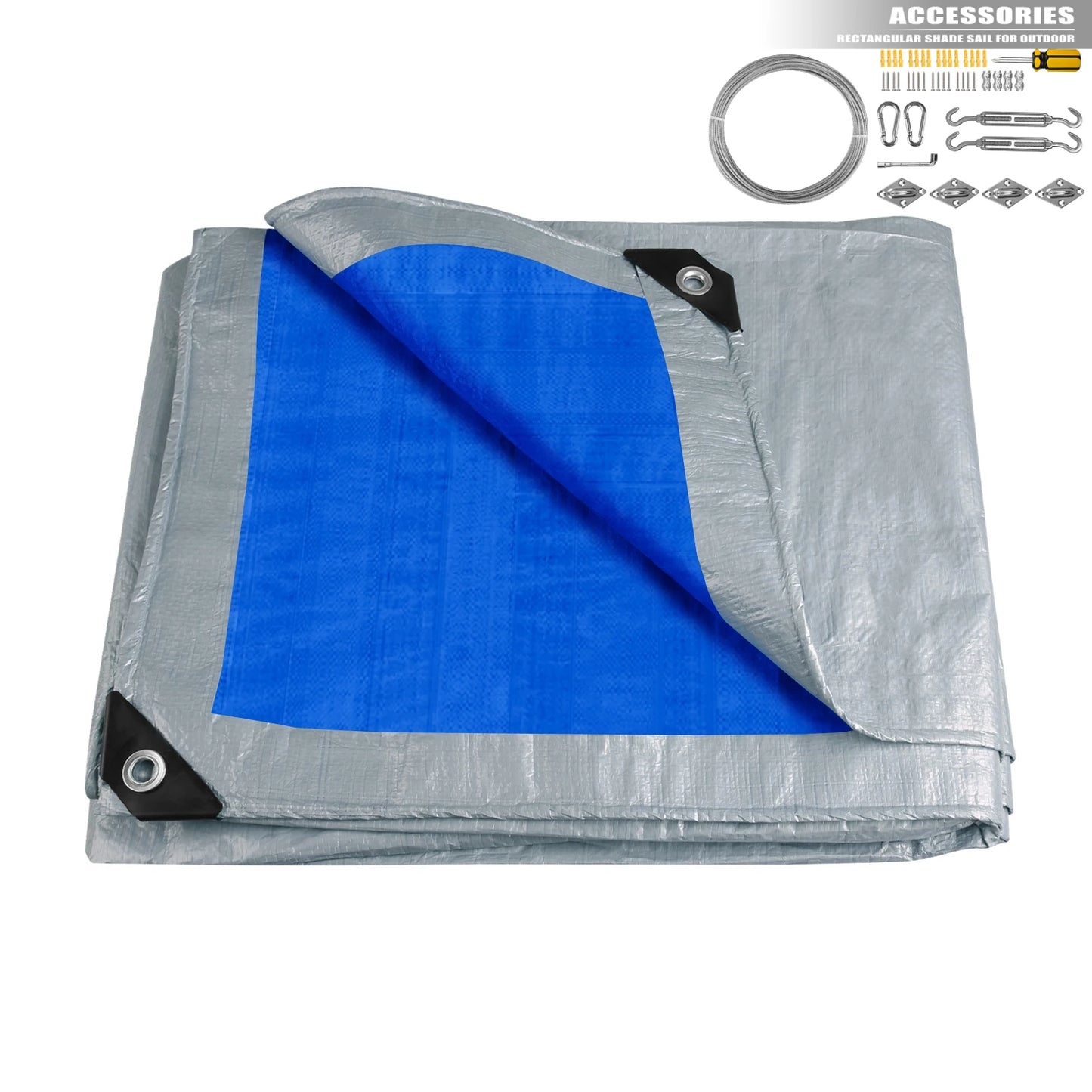 Large PE Tarpaulin Waterproof Sheet Cover with Reinforced Grommets