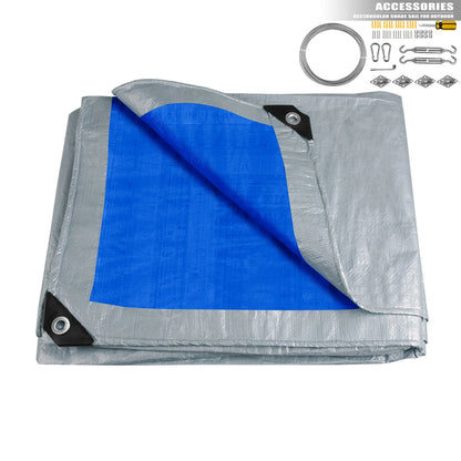 Large PE Tarpaulin Waterproof Sheet Cover with Reinforced Grommets