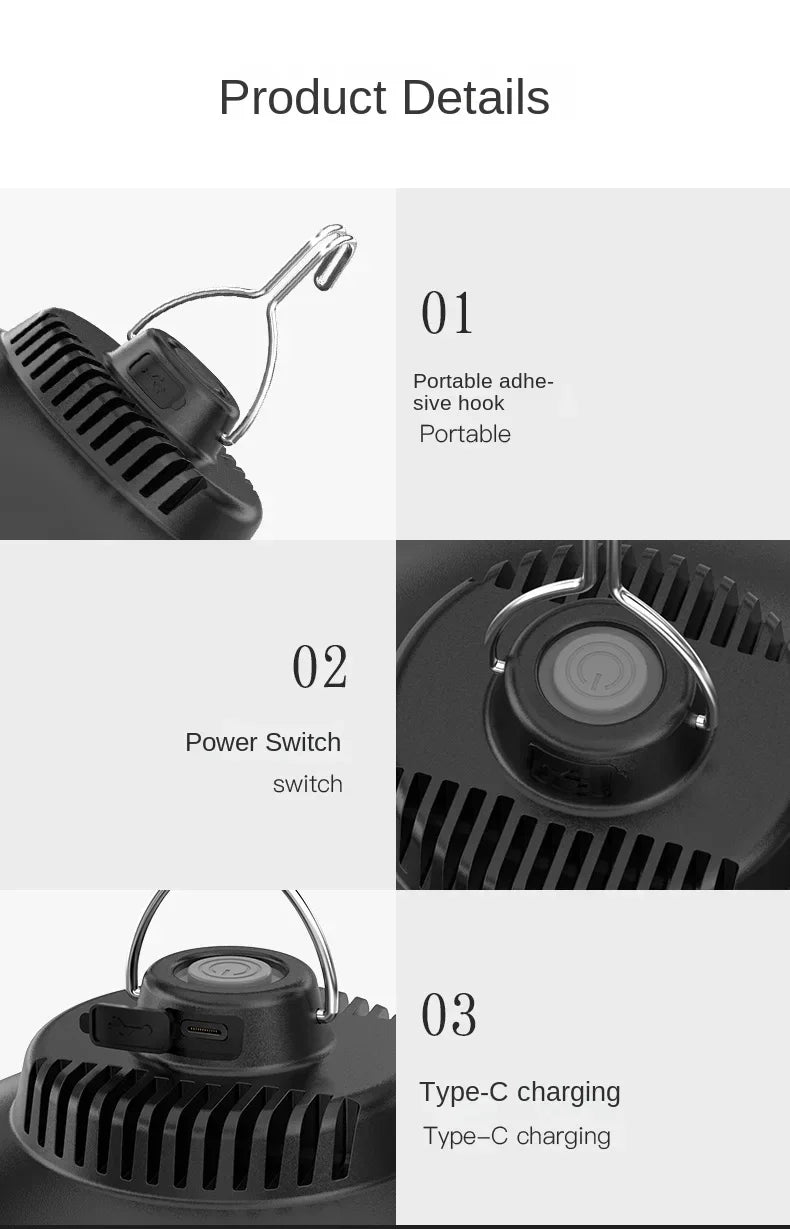 Portable Camp Lantern Type-C Rechargeable Hanging Light