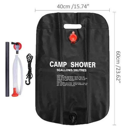 Large Capacity 20L Outdoor Shower Bag Solar Powered Heating for Camping