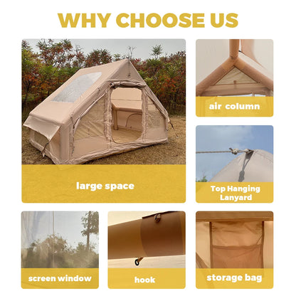 Inflatable camping tent 4-8 people with windows