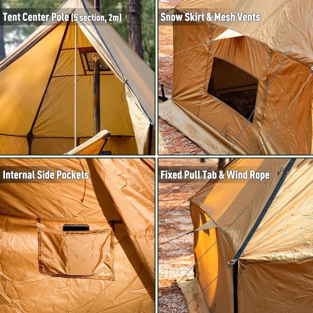 Portable Outdoor Yurt Tent with Stove Vent and Snow Skirt