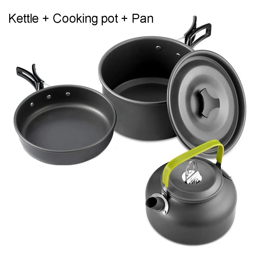 Outdoor camping cookware set aluminum non stick pot