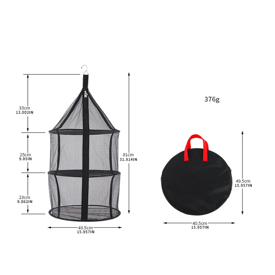 Camping Three-Layer Folding Storage Net With Zipper