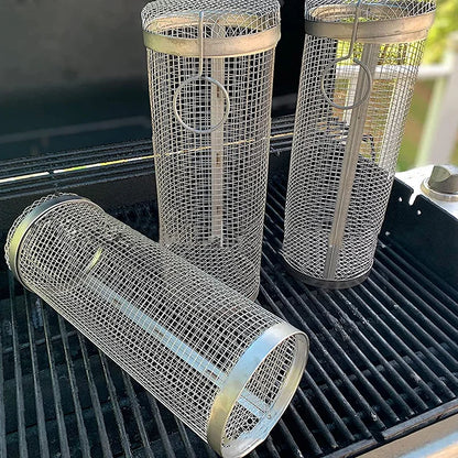 BBQ Basket Stainless Steel Rolling Grilling Basket