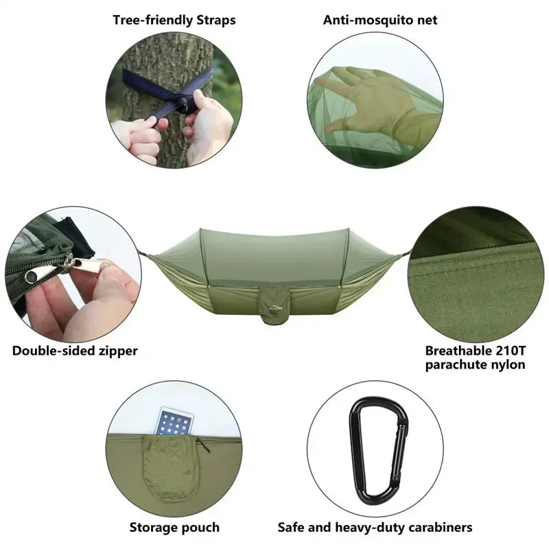 Pop-Up Portable Camping Hammock with Mosquito Net