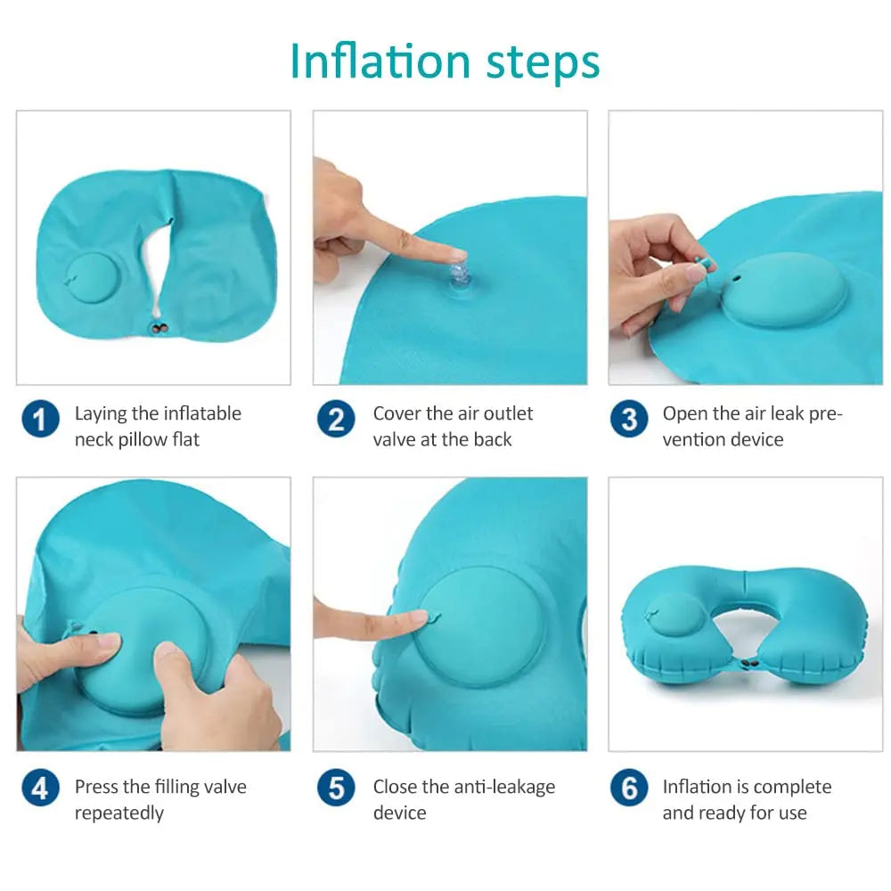Flocking Inflatable Portable Neck Pillow