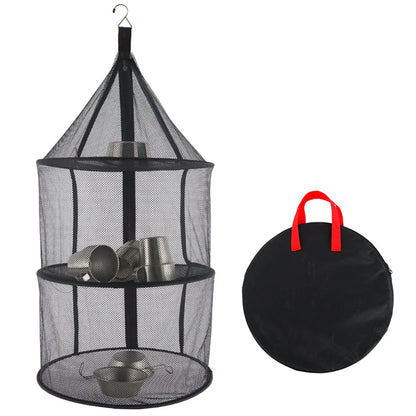 Camping Three-Layer Folding Storage Net With Zipper