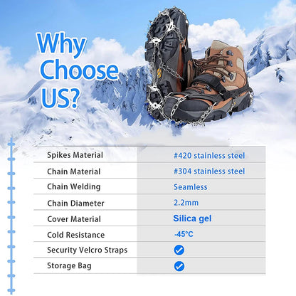 Crampons Shoes 19 Spikes Ice Snow Gripper Shoes