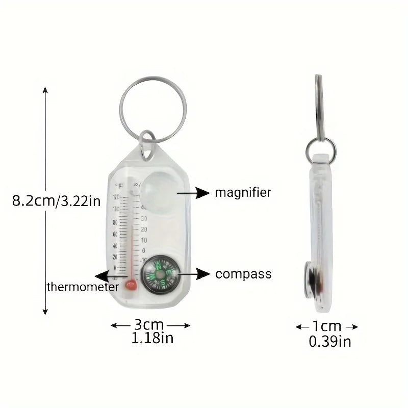 3 in 1 Keychain Compass Portable Mini Keychain