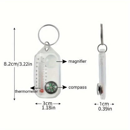 3 in 1 Keychain Compass Portable Mini Keychain
