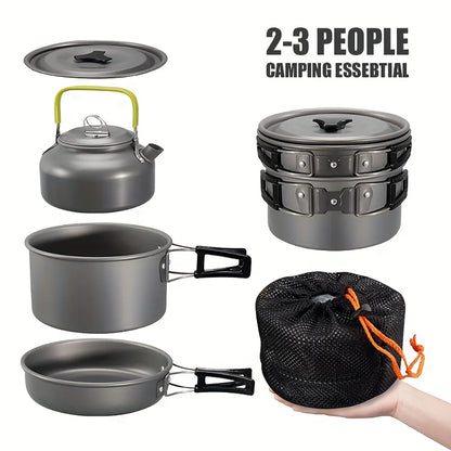 Outdoor camping cookware set aluminum non stick pot