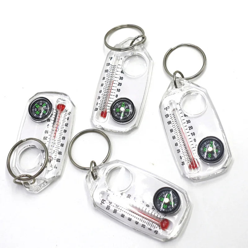 3 in 1 Keychain Compass Portable Mini Keychain