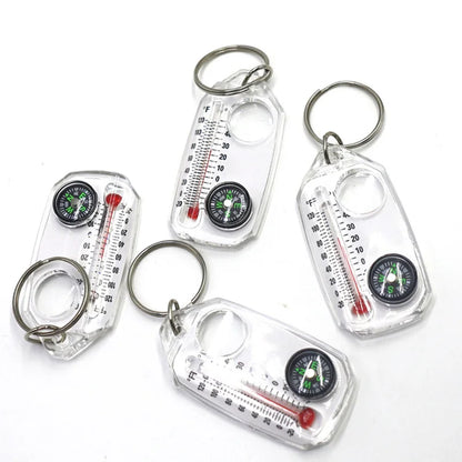 3 in 1 Keychain Compass Portable Mini Keychain