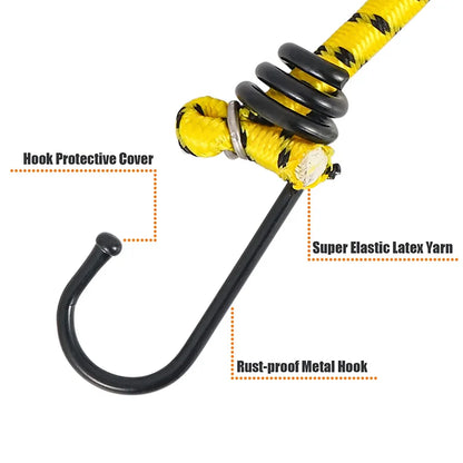 6Pcs Outdoor Camping Elastic Rope with Iron Hooks