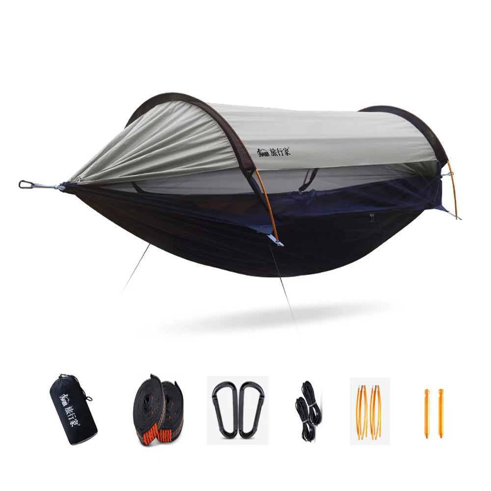 Portable Camping Mosquito Net Hammocks With Awning