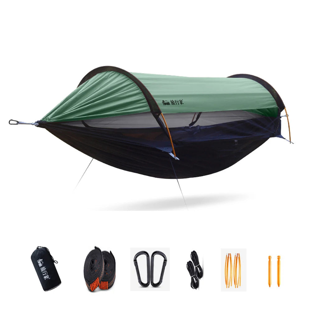 Portable Camping Mosquito Net Hammocks With Awning