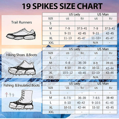 Crampons Shoes 19 Spikes Ice Snow Gripper Shoes