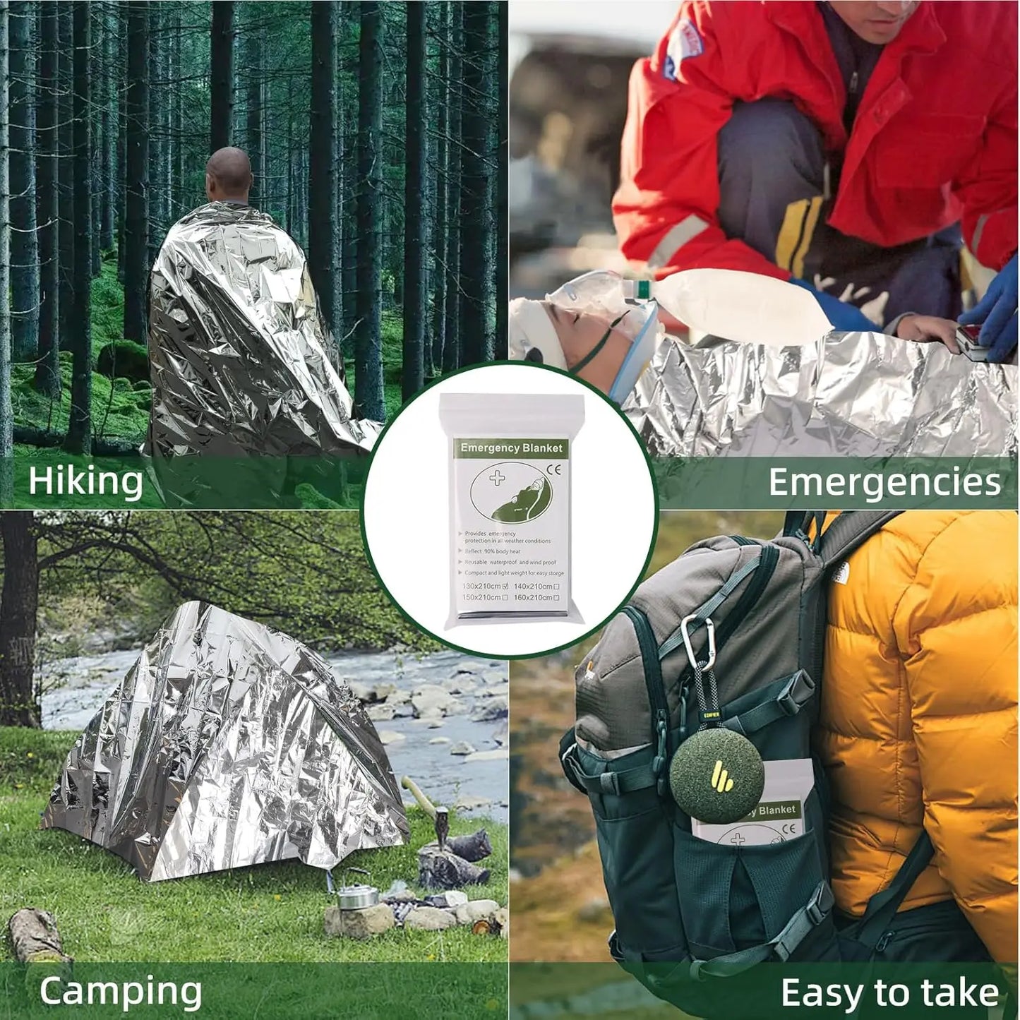 5-30Pc Outdoor Emergency Gold-Sliver Survival Blanket