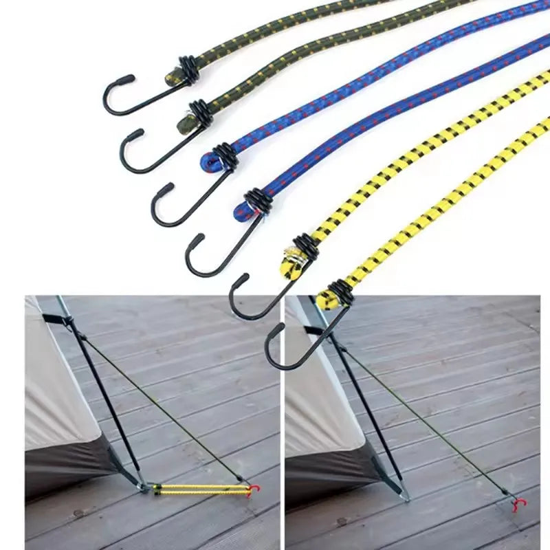 6Pcs Outdoor Camping Elastic Rope with Iron Hooks