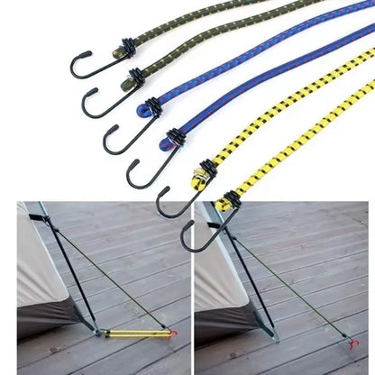 6Pcs Outdoor Camping Elastic Rope with Iron Hooks