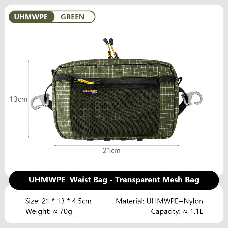 Fiber Waist Pack 1.1L Waterproof UrltraLight Multi Pocket