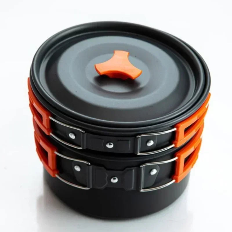 Camping Cookware Set Aluminum Nonstick Portable Outdoor Tableware