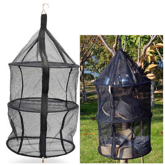Camping Three-Layer Folding Storage Net With Zipper