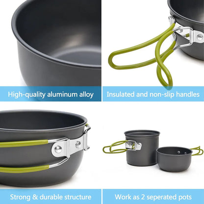 Camping Cookware Mess Kit Ultralight Camping Pot