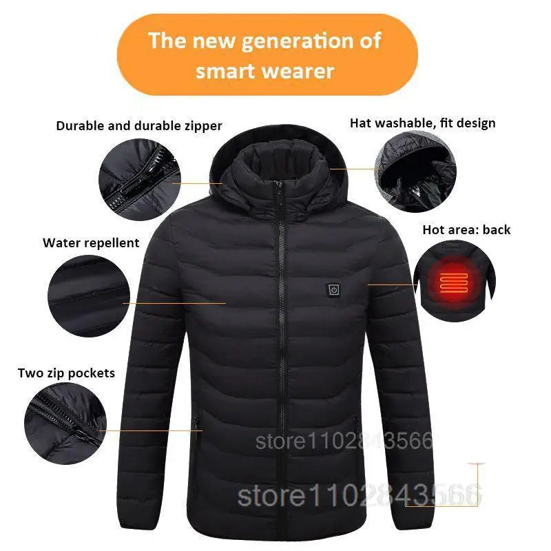 Men Heated Jacket USB Electric Heated Coat