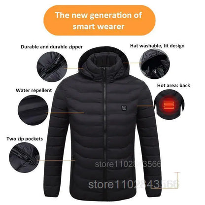 Men Heated Jacket USB Electric Heated Coat