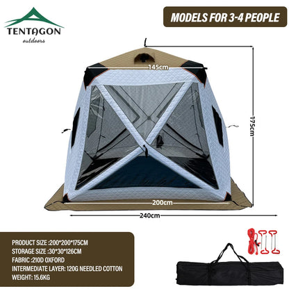 Outdoor Winter Fishing Tent For Camping 3-4 Person With Windows