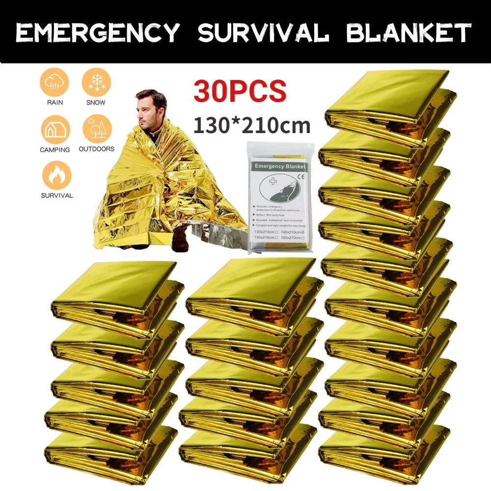 5-30Pc Outdoor Emergency Gold-Sliver Survival Blanket