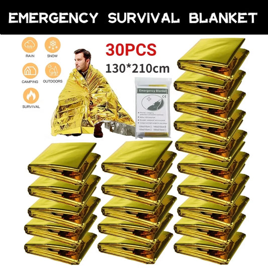 5-30Pc Outdoor Emergency Gold-Sliver Survival Blanket