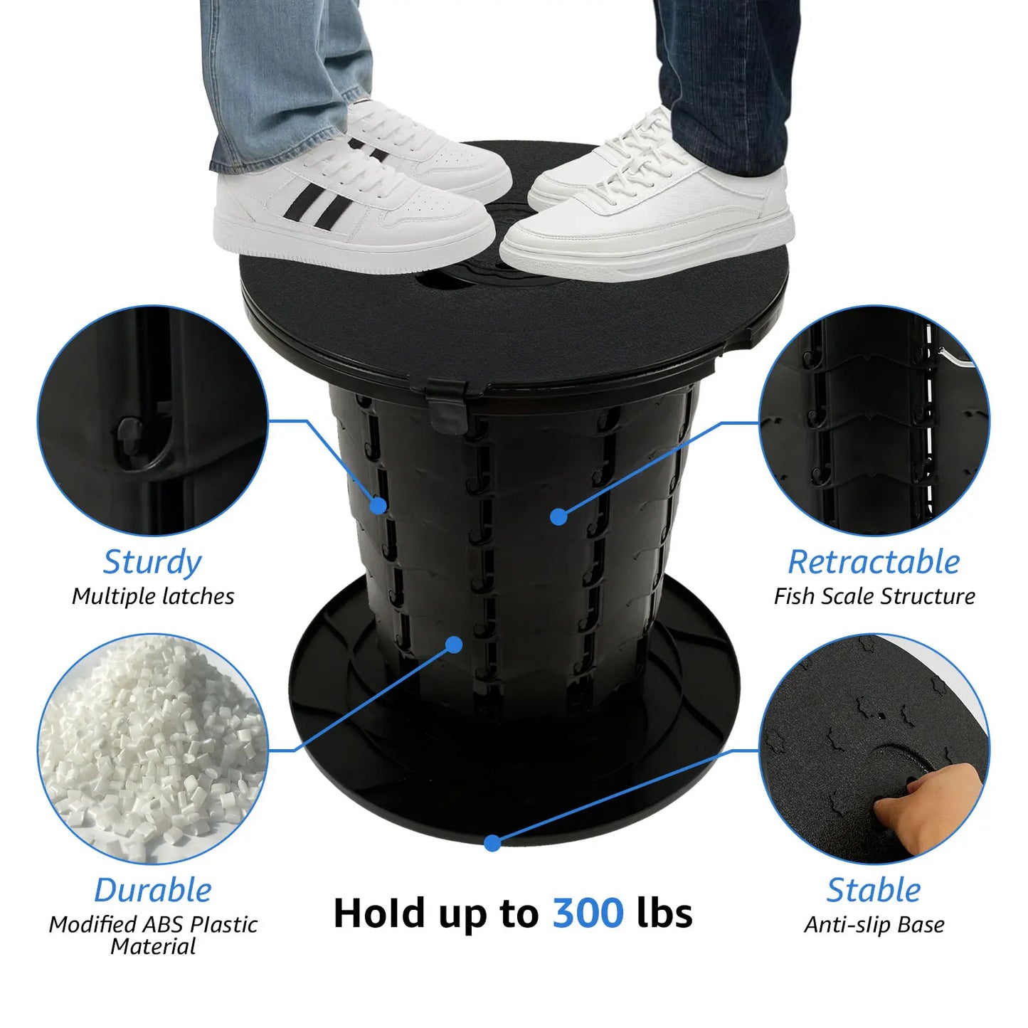 Portable Toilet Retractable Camping Toilet Height Adjustable