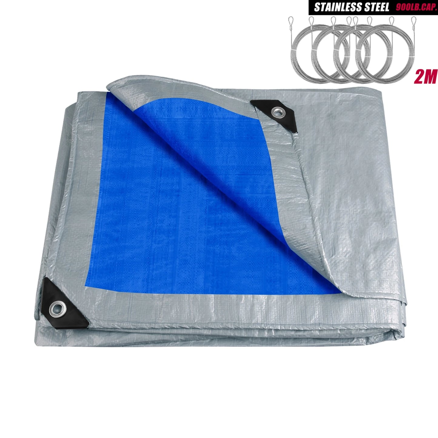 Large PE Tarpaulin Waterproof Sheet Cover with Reinforced Grommets
