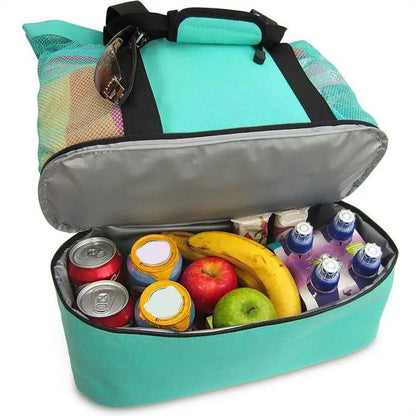 Large Mesh Beach Cooler Bag Outdoor Camping Picnic